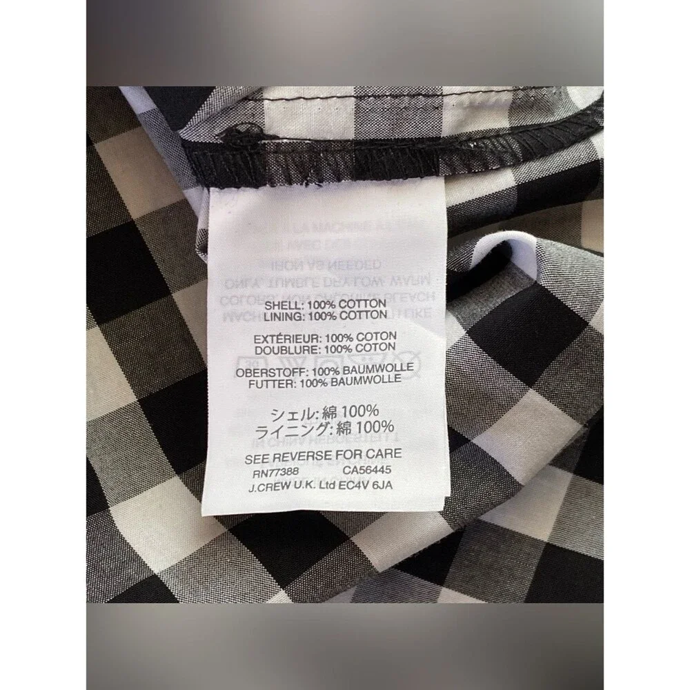 J. Crew Black/ White Gingham Tiered Poplin Coastal Maxi Farmhouse Dress Size 00